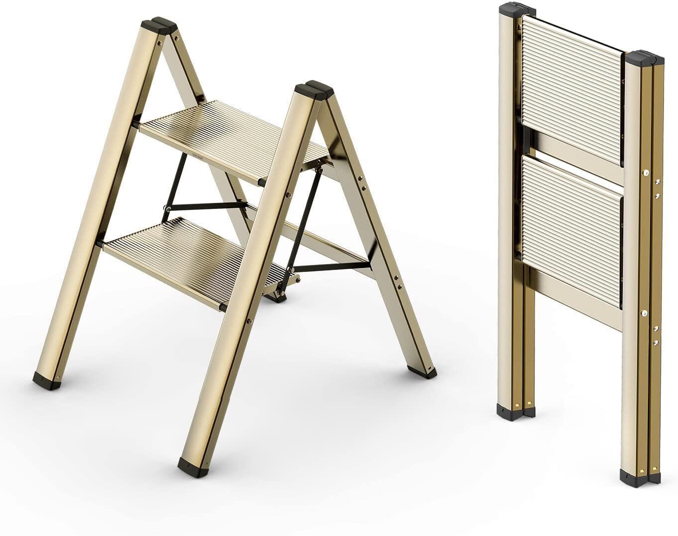 2 Step Ladder, Lightweight Folding Stepladder