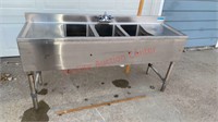 3 Compartment Commercial Sink. 5 ft long 18 1/3