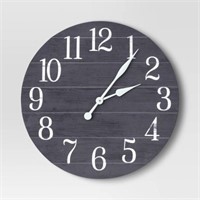 26" Farmhouse Wooden Wall Clock Black - Thresholdâ