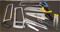 Lot of Hack Saws & Hand Saws w/ Extra Blades.