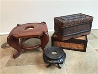 Carved Wooden Stands & Baskets