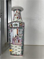 Large vintage orientalsquare vase, 14in T