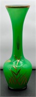 Vintage Enesco Green Glass Vase