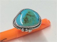 Ring Size 7 1/2 Tested 925 Silver With Turquoise