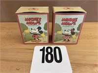 MICKEY & MINNIE MOUSE 3.5" WOODEN DOLLS