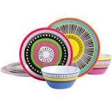 12 PCS GIBSON HOME ALMIRA MELAMINE DINNERWARE