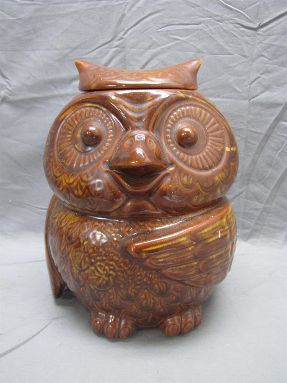 Vintage Large Brown Ceramic Owl Cookie Jar