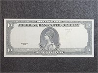 $10 American Banknote Company Specimen