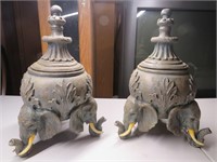 Pair of 11" Resin Elephant Jars