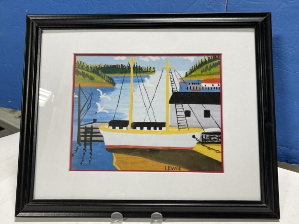 Framed Maud Lewis Decorative Print - Ship in the