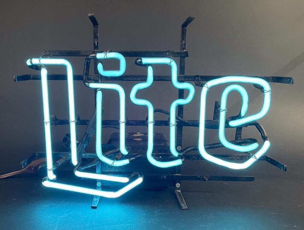 Vintage Miller Lite Blue Neon Sign