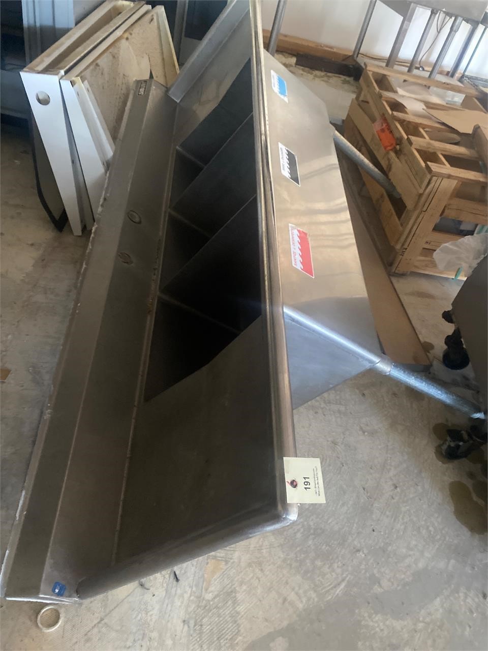 7’ 3 compartment stainless steel sink