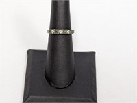 Vermeil/.925 Sterling Green/Clear Stone Ring Sz 6