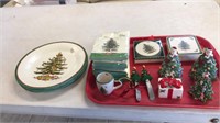 Spode Christmas tree accessories and napkins and