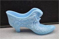 Fenton Daisy & Button Blue Slag Glass Shoe