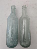 Lot of 2 glass round bottom bottles