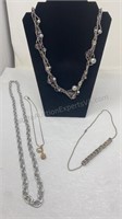 Silver tone chain- 34"  Chain w/Letters 16" Pewter