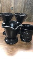 (4) Piece Set Of Black Glassware