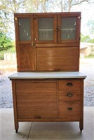 Antique Rare Double Roll-Up Hoosier Style Cabinet