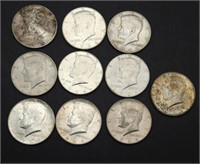 10 - 1964 Kennedy Half Dollars - 90% Silver