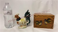 Rooster Figurine & Woodpecker Woodwear Recipe Box