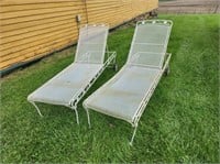 2 Wrought Iron Adjustable Chaise Lounges