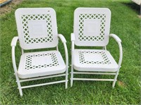 2 Antique Metal Lawn Chairs