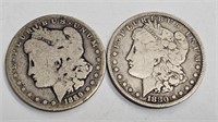 1889-O & 1880 Morgan Silver Dollars