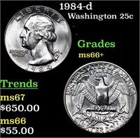 1984-d Washington Quarter 25c Grades GEM++ Unc
