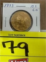 1893 LIBERTY 10 DOLLAR GOLD PIECE