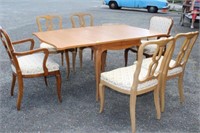 French Drop Leaf Table w/ 2 arm, 4 side chairs & 3
