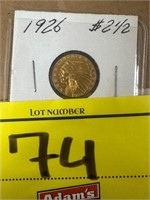 1926 INDIAN HEAD 2.5 DOLLAR GOLD PIECE