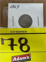 1869 SITTING DIME