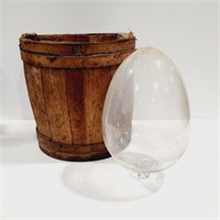 Antique Wine Making Bottle in Wood Basket