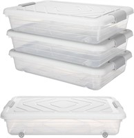 Lot of 3 Plastic Under Bed Storage Containers