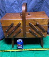 Accordion Style Wood Sewing Box 3 Tier