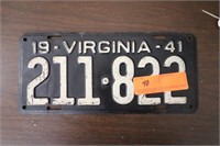 1941 VA License Plate