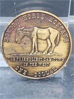 HUNGRY HORSE, MT/BANK OF COLUMBIA FALLS $1 BRASS