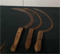 3 Vintage or antique scythes