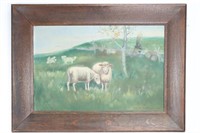 1920 Vendla Pearson Oil Painting of Sheep