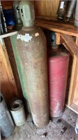 2 oxygen tanks & 2 acetylene tanks