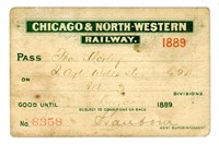 1889 CHICAGO & NORTH WESTERN RAILWAY EMPLOYEE PASS