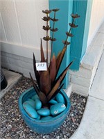 Metal Cactus in Ceramic Planter