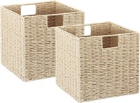 Vagusicc Wicker Baskets  Set of 2  9'x9'x9'