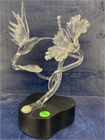 RARE FRABEL STUDIOS ART GLASS HUMMINGBIRD FLOWER