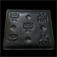 MCM Grained Black Calfskin Leather Bifold Wallet