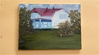 Original art on canvas featuring a house with a