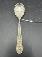 STERLING KIRK REPOUSSE SUGAR SHELL SPOON