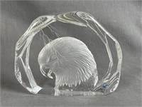 Signed Capredoni Crystal Eagle Paperweight