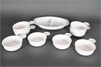 Vtg Corning Ware Soup Bowls & Divided Dish